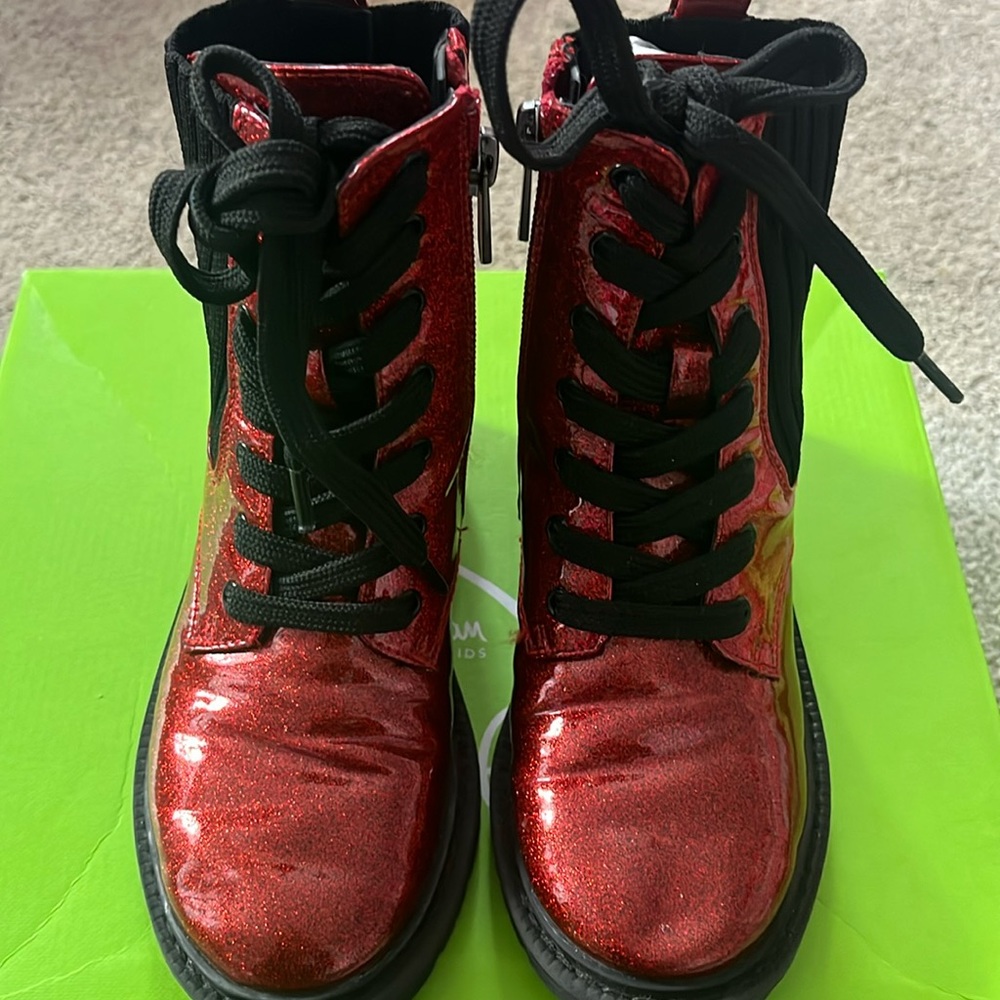 Sam Edelman lydell Kids Combat Boot ruby red size 11